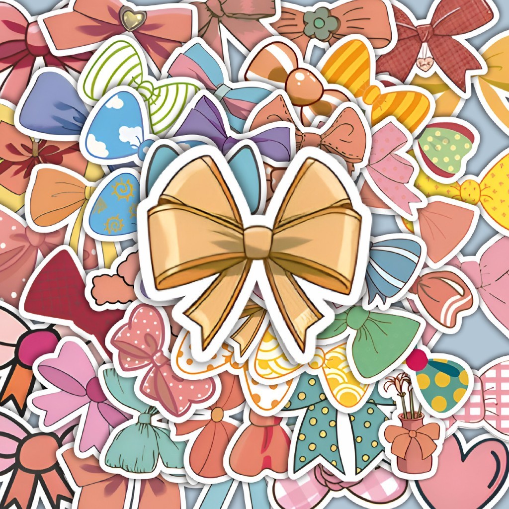 

100PCS Lucu Stiker Fluffy Bow Design Stiker Aesthetic Stiker Anti Air Stikers Berperekat Waterproof sticker decal buat Motor Helm Buku Journal Koper Casing HP Laptop Botol Minum Hadiah anak