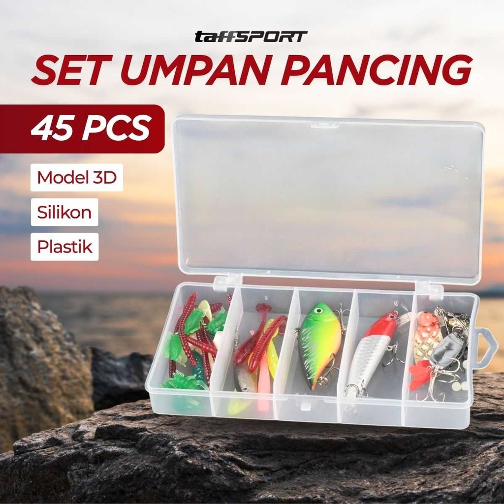 COD 45 Pcs Umpan Pancing Ikan Cacing Merah Tiruan Buatan Artificial 3D Casting Di Kolam Laut Sungai 