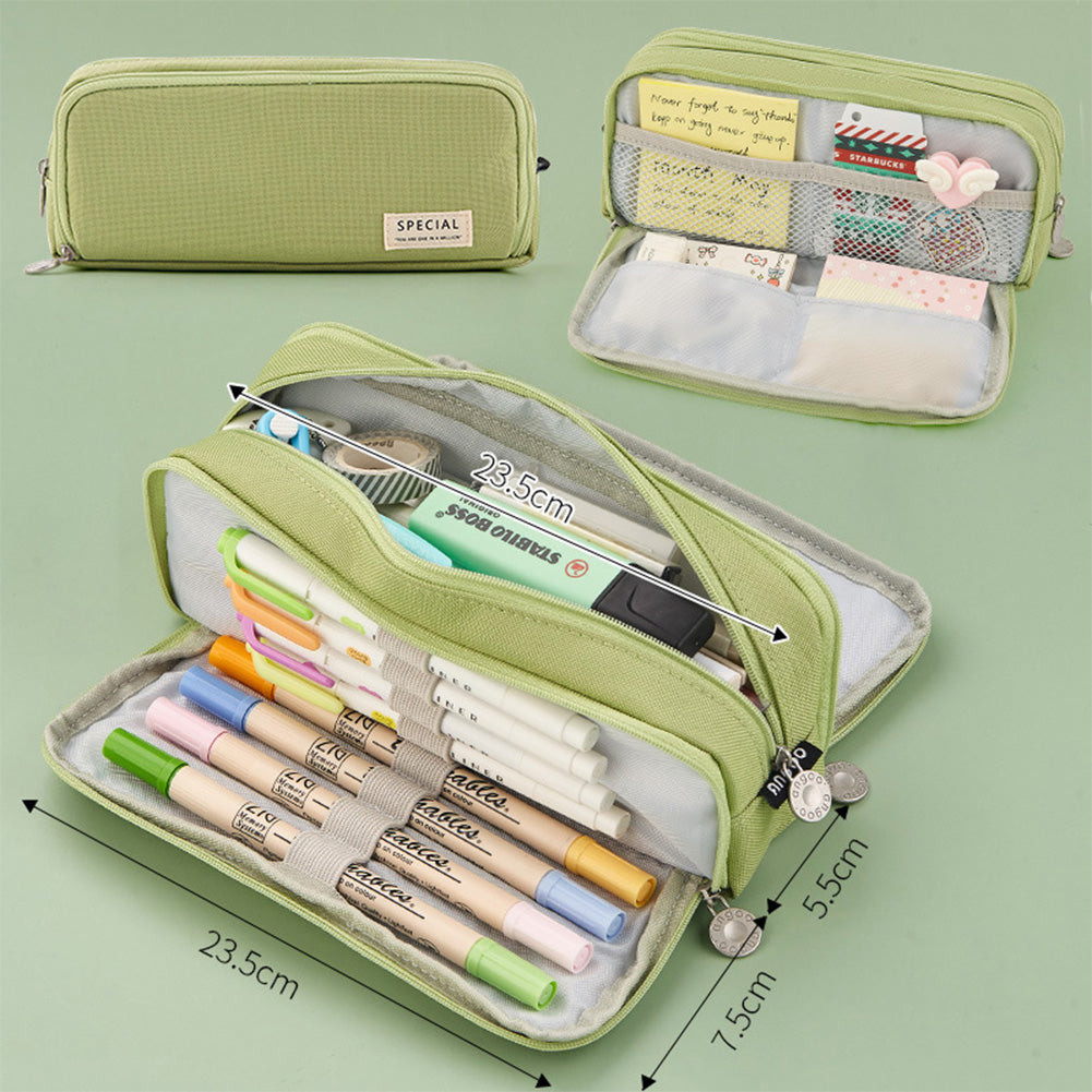 

Large Capacity Storage Pencil Case Kawaii Pencil Case 3 Compartment Pouch Double Side Opened Student Stationery School Supplies