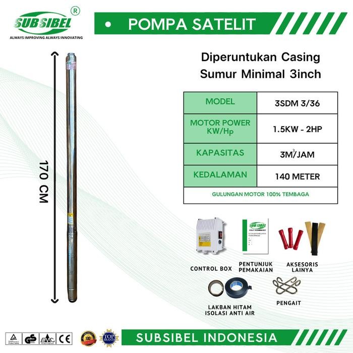POMPA SUBMERSIBLE 3SDM 3/36 - 2HP - Merek Subsibel