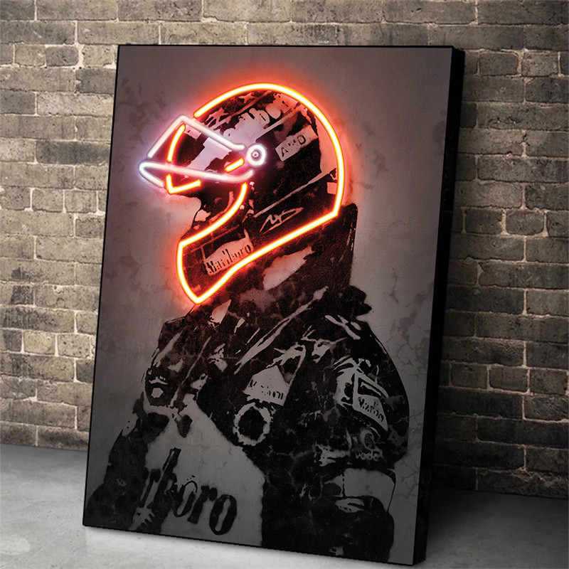 

Cool Motorcycle Boy Room Wall Art Decoration Painting Neon Design F1 Racing Driver Abstract Art Canvas Posters Prints Home Decor