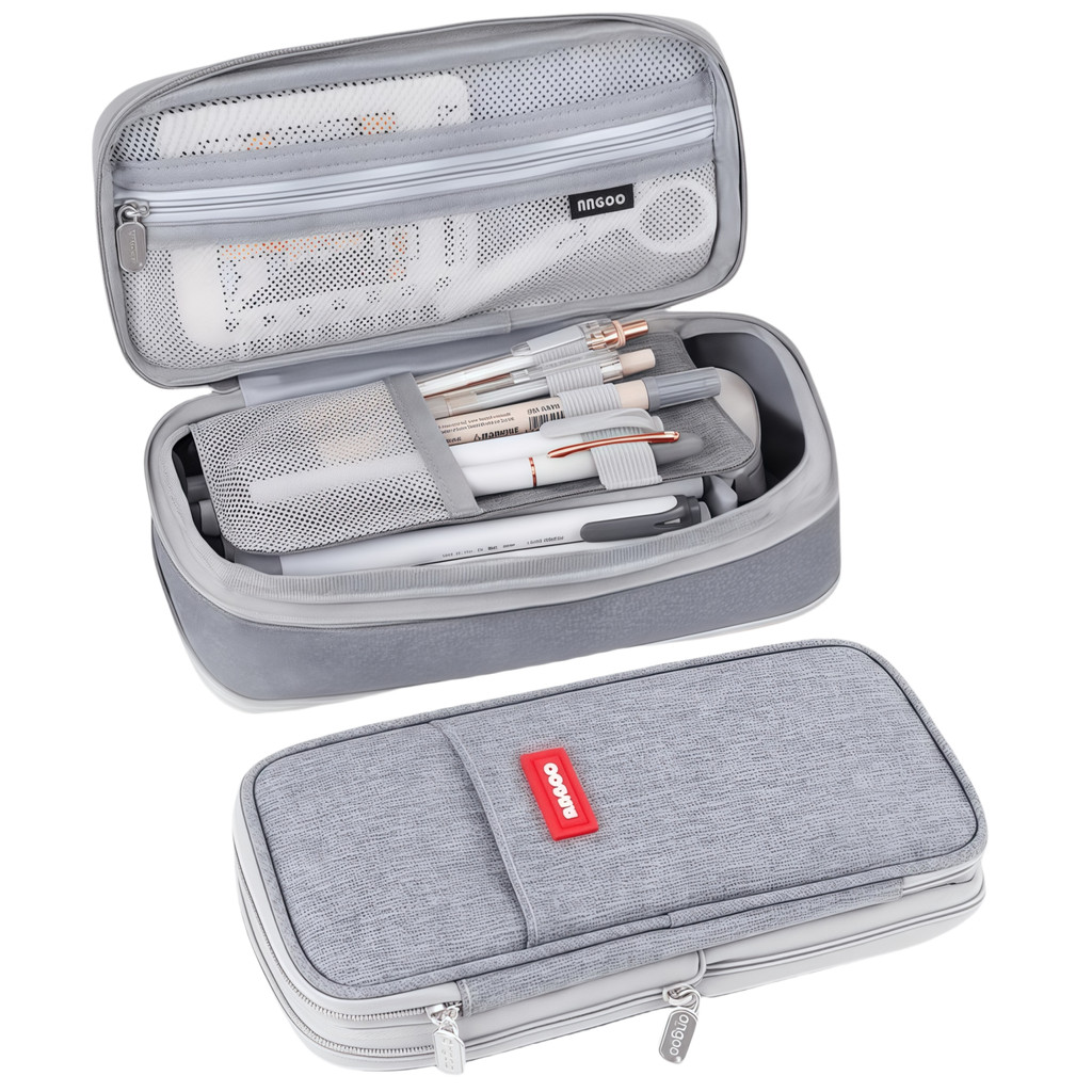 

Multi-functional double-layer canvas pencil case, large-capacity waterproof stationery bag, perfect school supplies