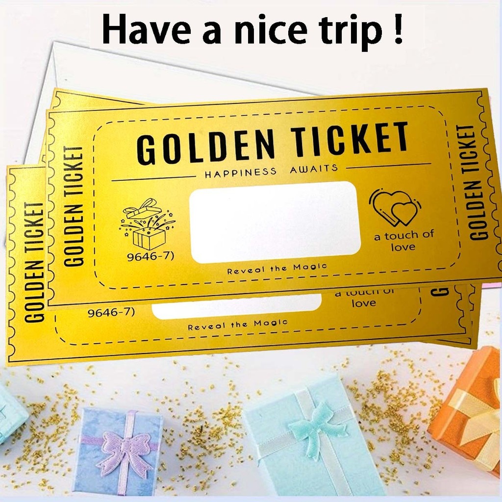 

Golden Ticket Scratch Card with Envelopes - DIY Voucher for Birthday, Wedding Party Surprise Gift