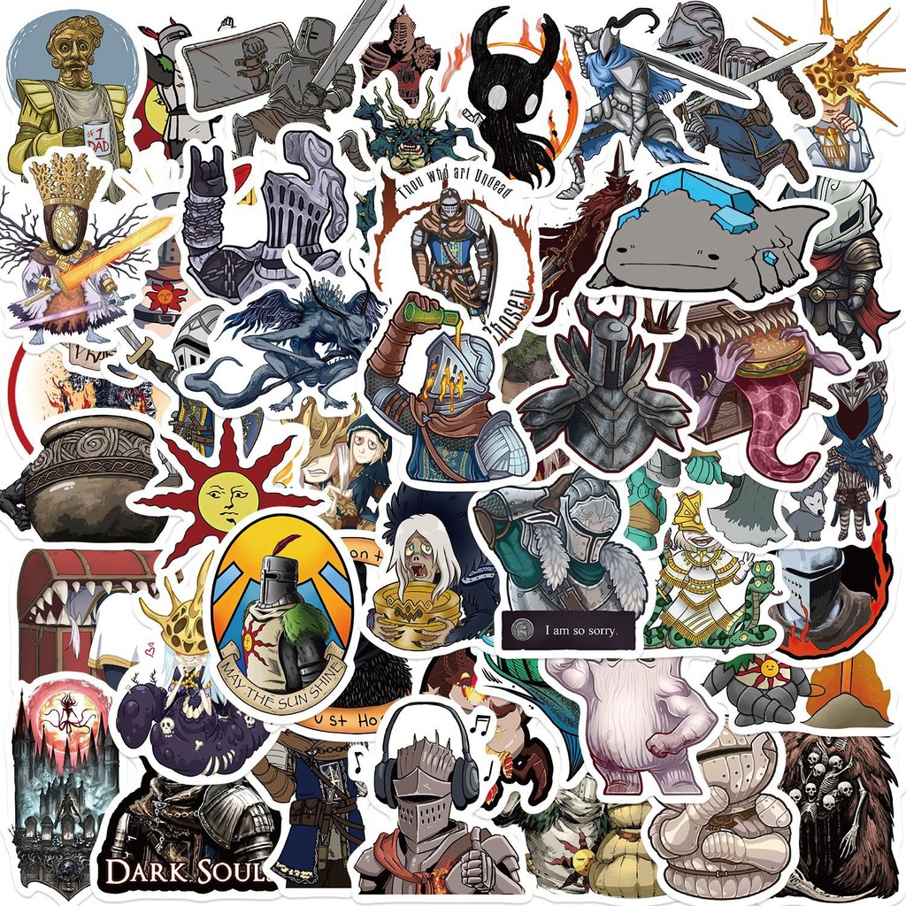 

10/30/50PCS Dark Soul Game Stickers Cartoon Character Graffiti Waterproof Decoration Laptop Guitar Bike Skateboard Decals Toy