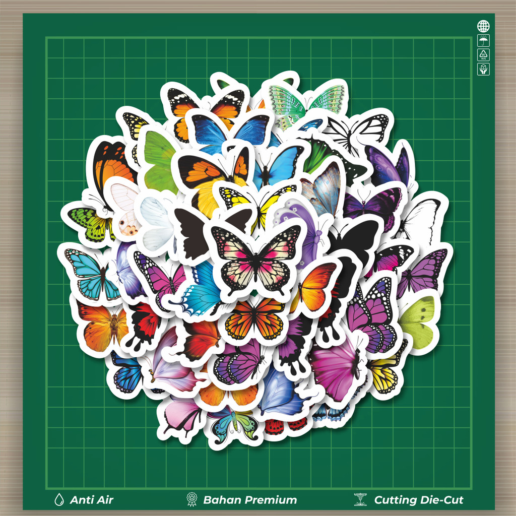 

HOT 50 PCS STIKER Stiker Hewan Kupu Kupu Dekorasi Lucu Kreatif untuk Notebook, Skateboard, HP