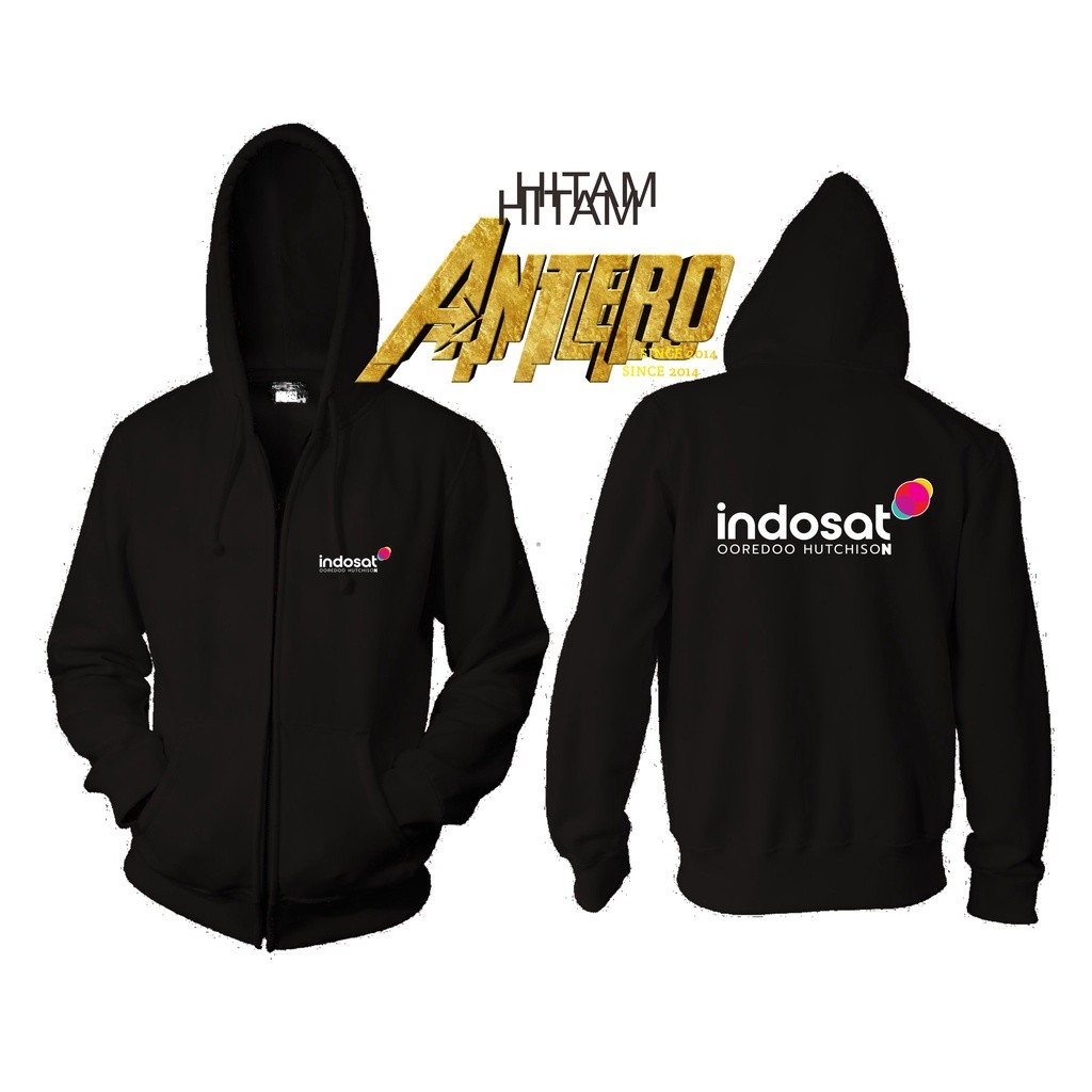 Jaket Resleting Zipper Logo Baru Indosat Ooredoo Hutchison _Arvishop