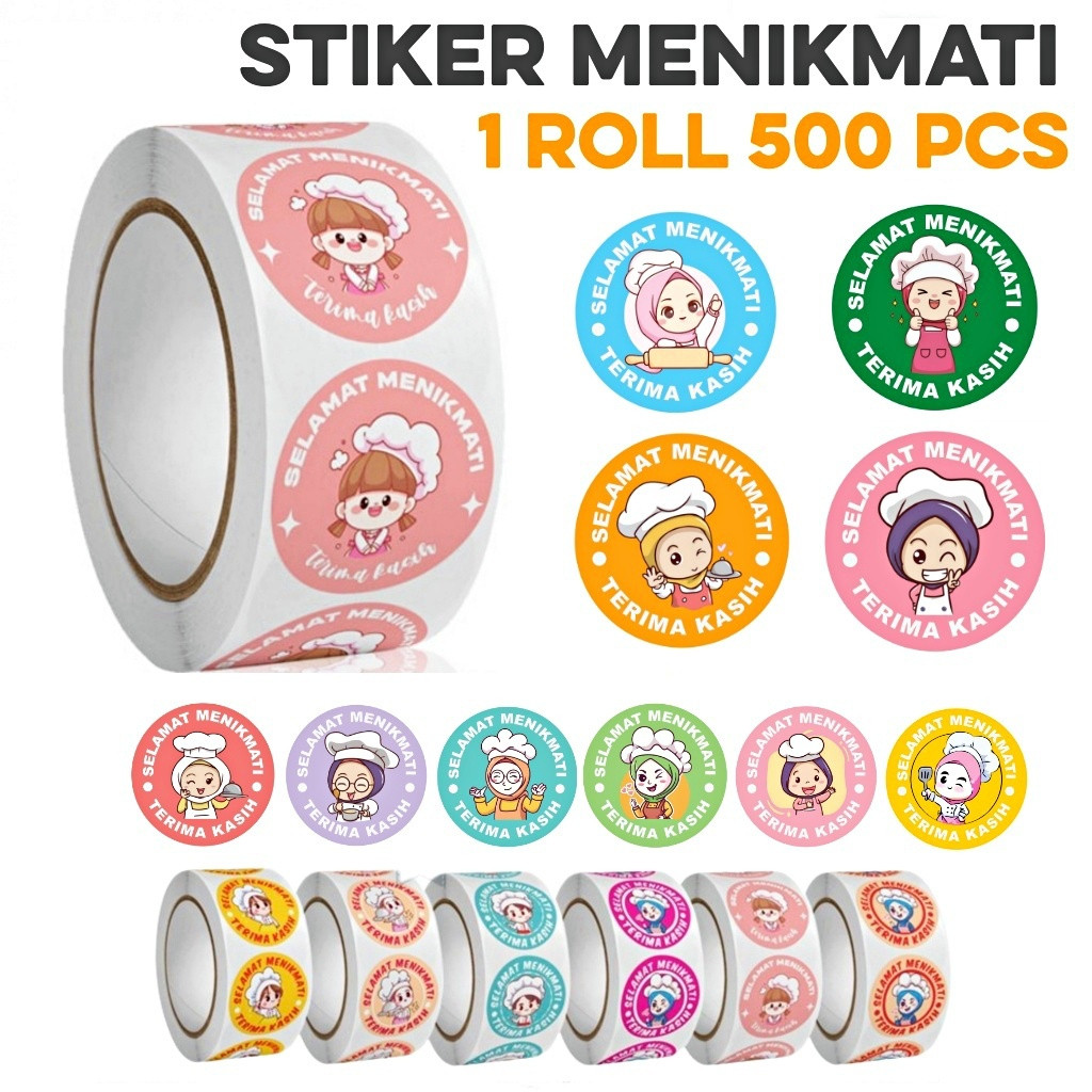 

(TOS) Stiker selamat menikmati terimakasih 500pcs per roll / LABEL SELAMAT MENIKMATI 2.5cm | STIKER SELAMAT MENIKMATI | STICKER THANK YOU | SEGEL MAKANAN / Stiker Terima Kasih Selamat Menikmati 500 Pcs Sticker Bulat Roll Makanan Kue Catering