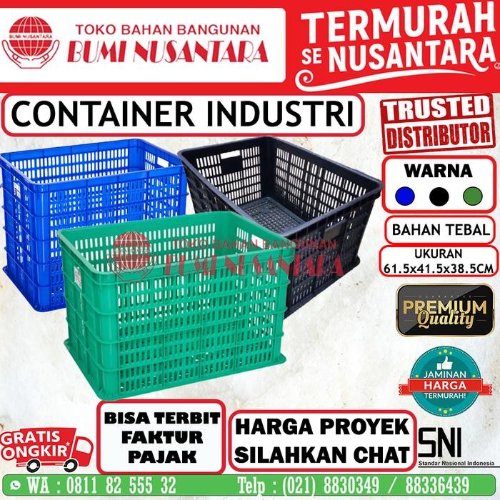 

Keranjang Industri 61x41x38cm 98L Container Krat Rongga Plastik Lion - 06, Hijau