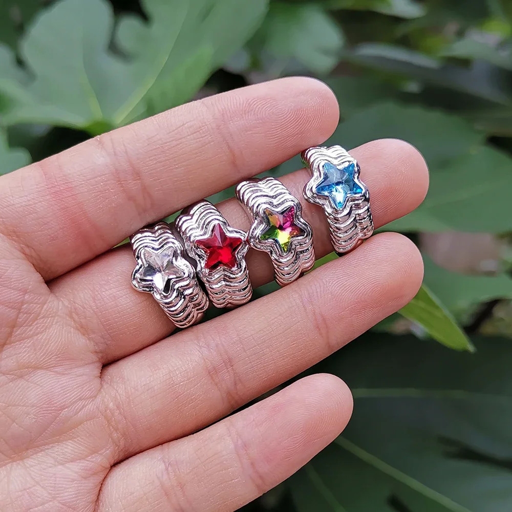 Cincin Titanium, Cincin Pentagram, Batu Permata Beraneka Warna, Cincin Batu Permata, Cincin Wanita.