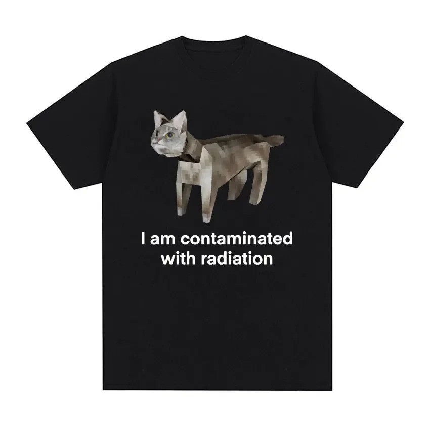 I Eat Cement Cursed Cat Funny Meme T Shirt for Women Fashion Casual Short Sleeve T Shirts Polyester 
