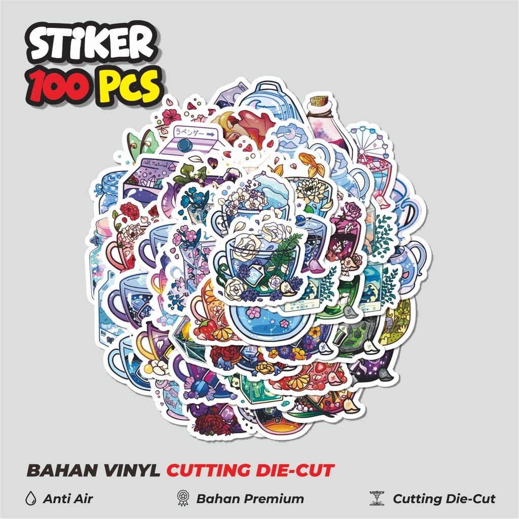 

Terbaru! 50 pcs Stiker Colorful Cups Dekorasi Lucu Kreatif untuk Notebook, Skateboard, HP