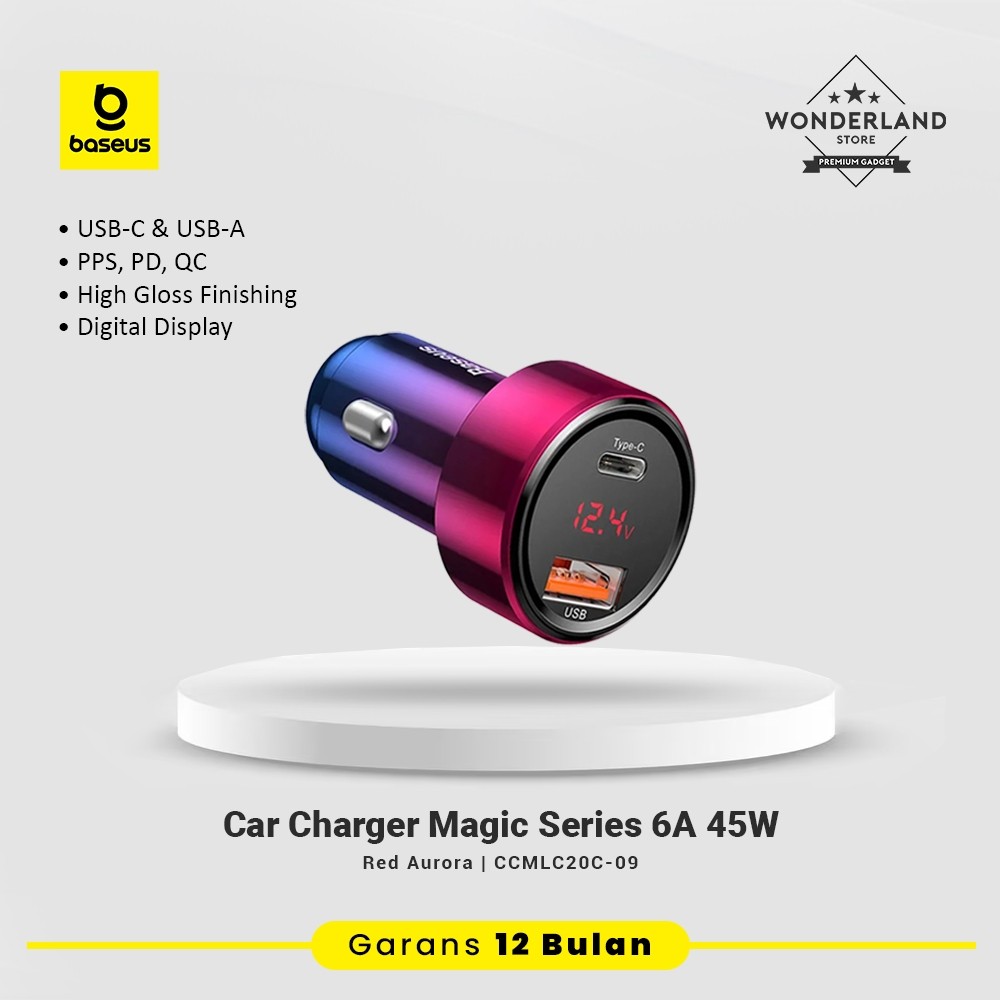 New Baseus Car Charger Mobil / Motor (Cas Mobil) Fast Charging 6A 45W Dual Output USB + Type C Suppo