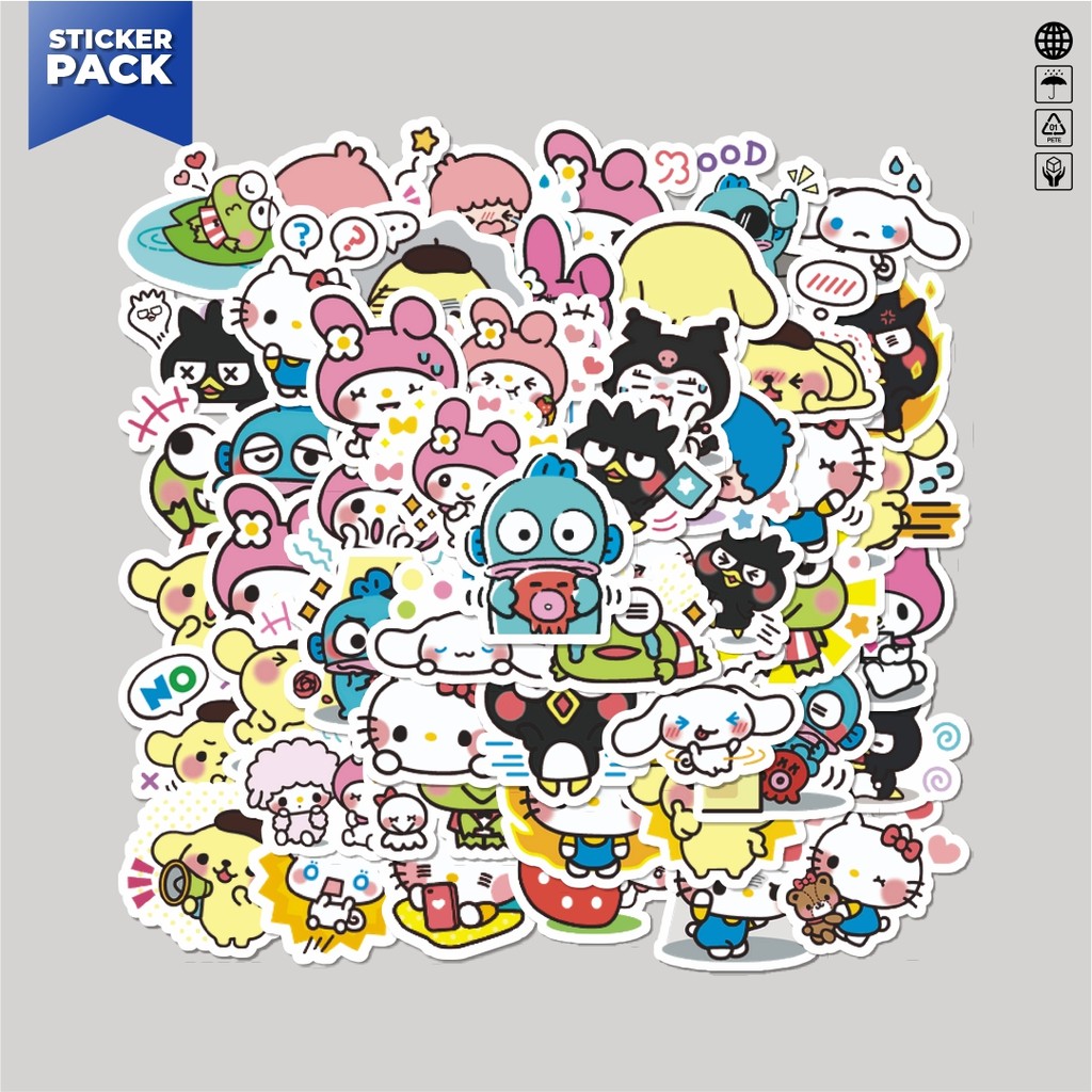 

[100PCS]Stiker Pack Stiker Sanrio Cartoon Aesthetic Vinyl Anti Air Dekorasi Sticker Laptop Buku Journal Koper Helm Casing HP Gitar Helm Skateboard