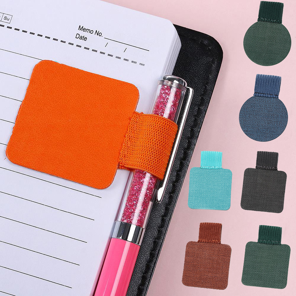 

31 Colors Self-adhesive Pen Holder Leather Pen Clip pencil holder Elastic Loop for Notebook Journals Clipboards porta penne Tool