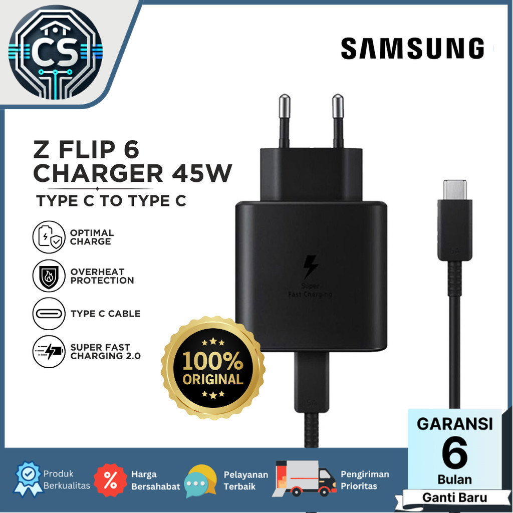 

Charger Samsung Galaxy Z Flip 6 45 Watt Super Fast Charging 2.0 Type C to Type C Original 100% Terlaris
