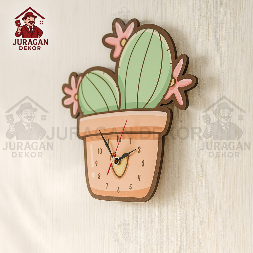 Jam Dinding Kaktus Dekorasi Hiasan Dinding Kamar Aesthetic
