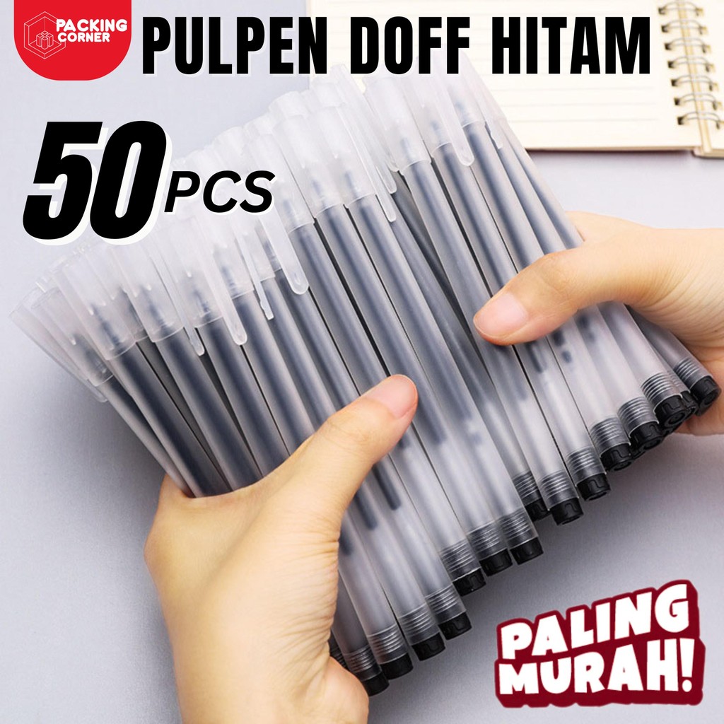 

50 PCS Pulpen Gel Ink Doff Bolpen Bolpoin Tinta Cair 0.5 MM Pena Sekolah ATK Transparan Buram