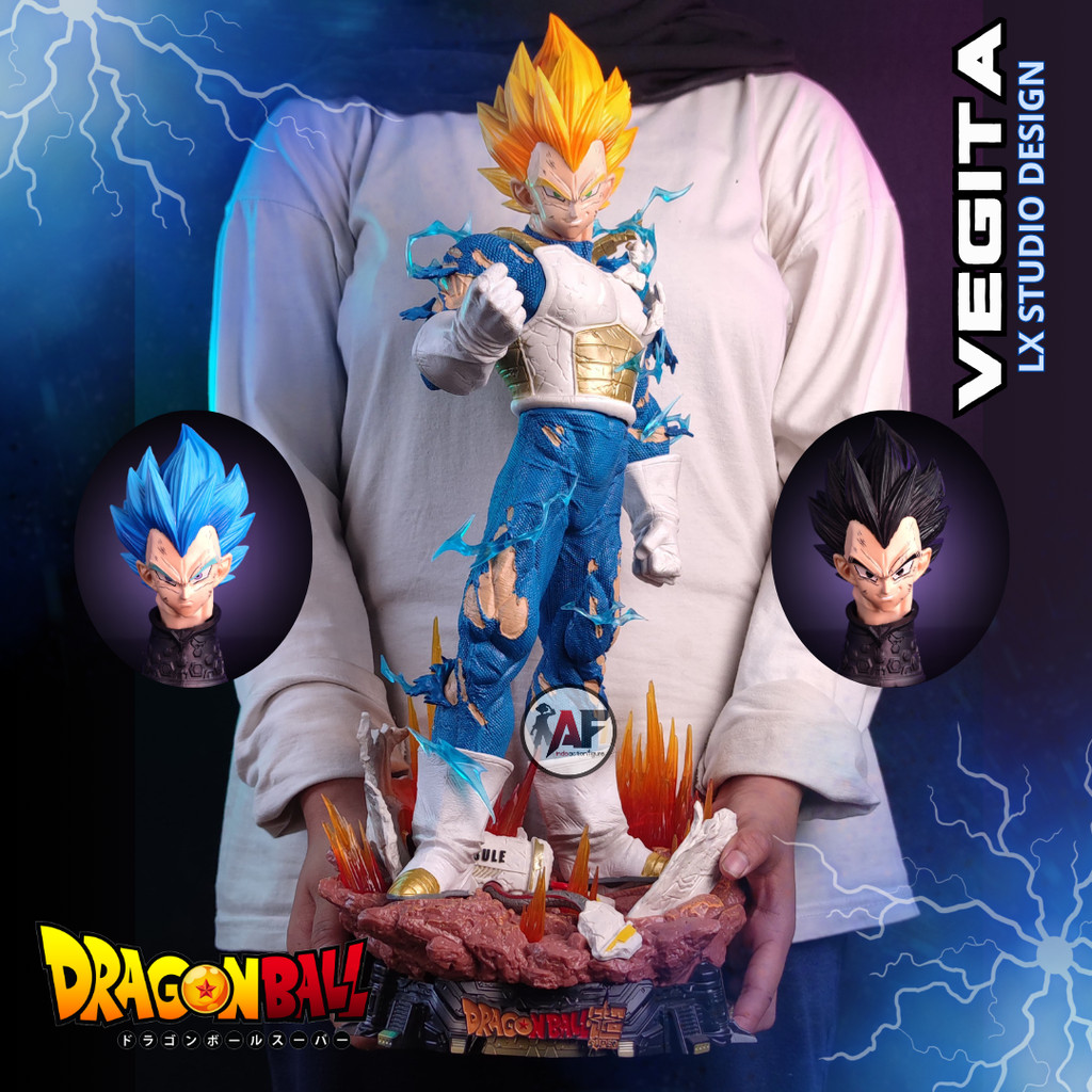 Statue Action Figure Dragon Ball Vegita Vegeta Vegetta 3 Headed LX Studio design LED