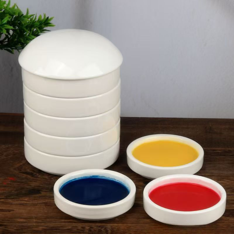 

Ceramic Five-layer Color Palette Not Easy To Wear and Clean Easily for Orderly Placement of Pigments and Color Adjustments