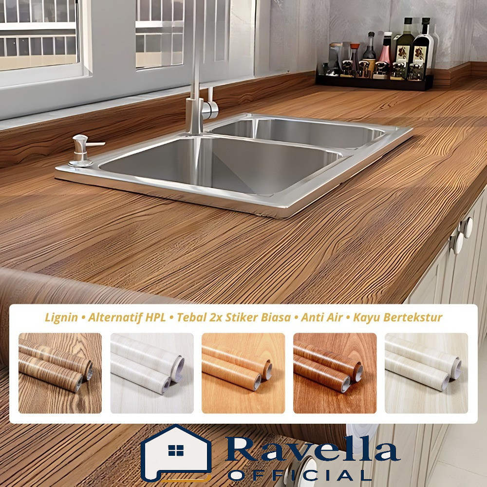 [Premium Quality] Wallpaper Furniture Lignin High Quality 2x Ketebalan Stiker biasa Pelapis Lemari P