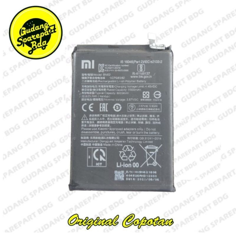 Baterai Redmi 9T Baterai Poco3 BN62 Original Copotan