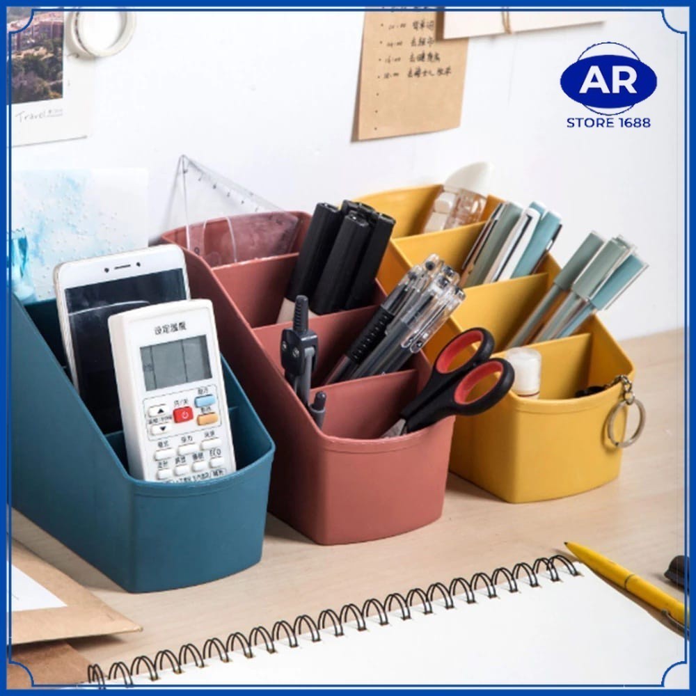 AR GROSIR Rak Meja Tempat Alat Tulis 4 Sekat / Rak Organizer Tempat Penyimpanan ATK Pena Pensil Pulp