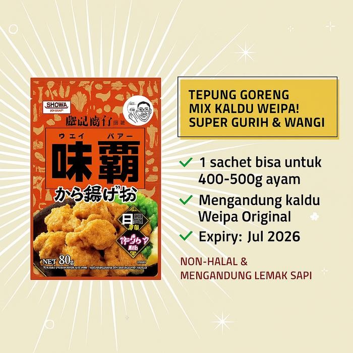 

Weipa Karaage Fry Mix Tepung Goreng mix Kaldu Weipa