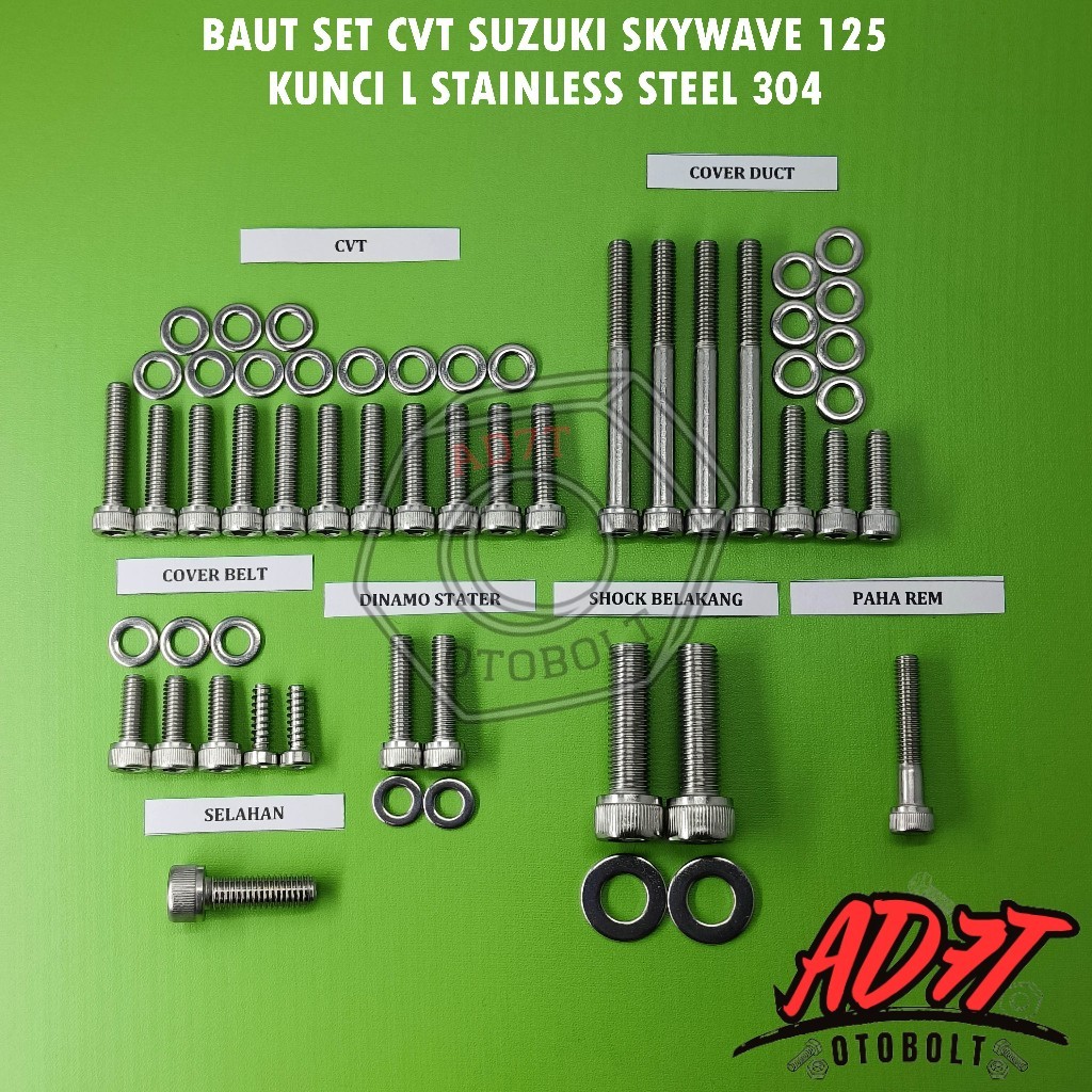 Baut Set CVT Suzuki Skywave 125 Kunci L Stainless Steel