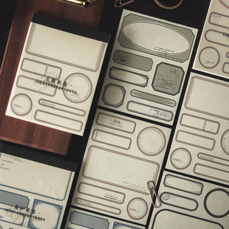 

Yoofun 30 Sheets Border Set Vintage Frame Decor Material Paper Memo Pad Creative DIY Junk Journal Scrapbooking diy Notepads