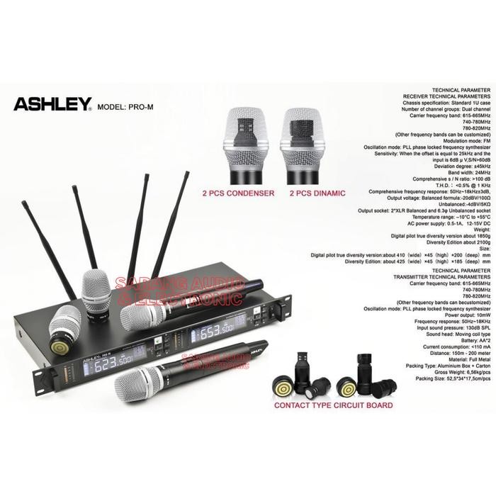Mic Microphone Wireless Ashley PRO M Original Dynamic - Condenser