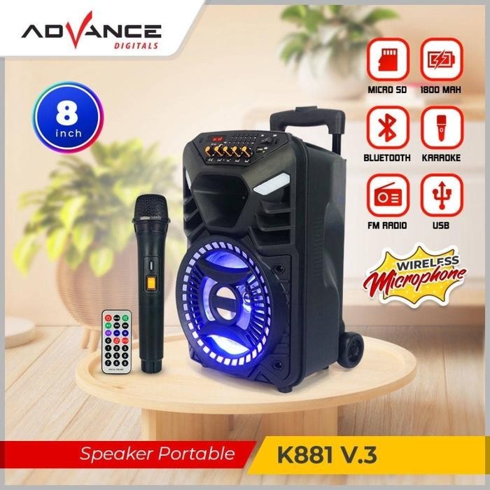 Speaker Advance K881N 8" Meeting & Karaoke Bluetooth - ADVANCE K 881N
