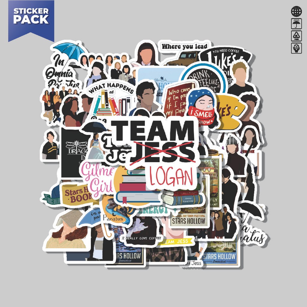 

[100PCS]Stiker Pack Stiker Gilmore Series Aesthetic Vinyl Anti Air Dekorasi Sticker Laptop Buku Journal Koper Helm Casing HP Gitar Helm Skateboard
