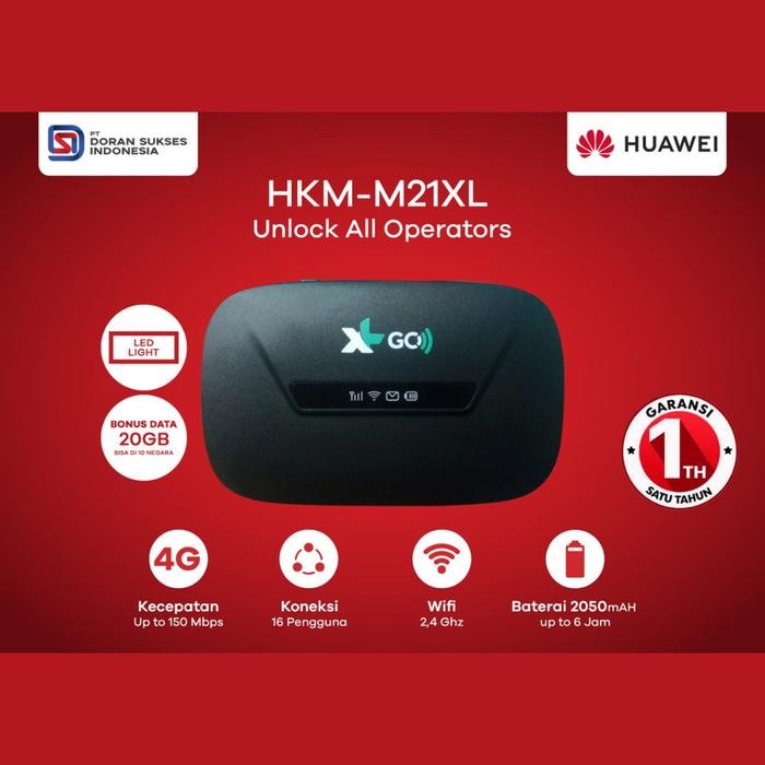 HKM M21 Modem Mifi Wifi Telkomsel / XL GO IZI Unlock Free Kuota - Black, XL