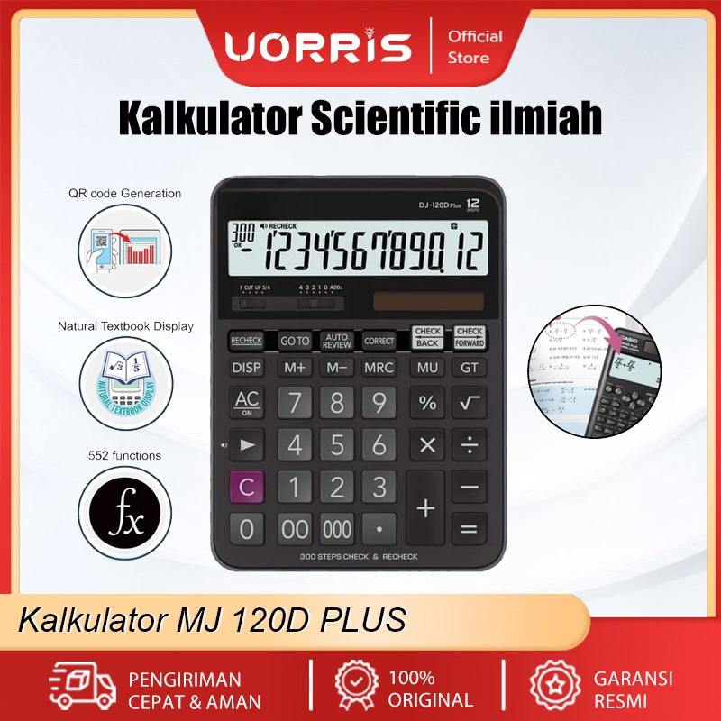 

UORRIS Kalkulator MJ 120D PLUS - besar CHECK CORRECT Kalkulator Meja Check Correct 100% asli