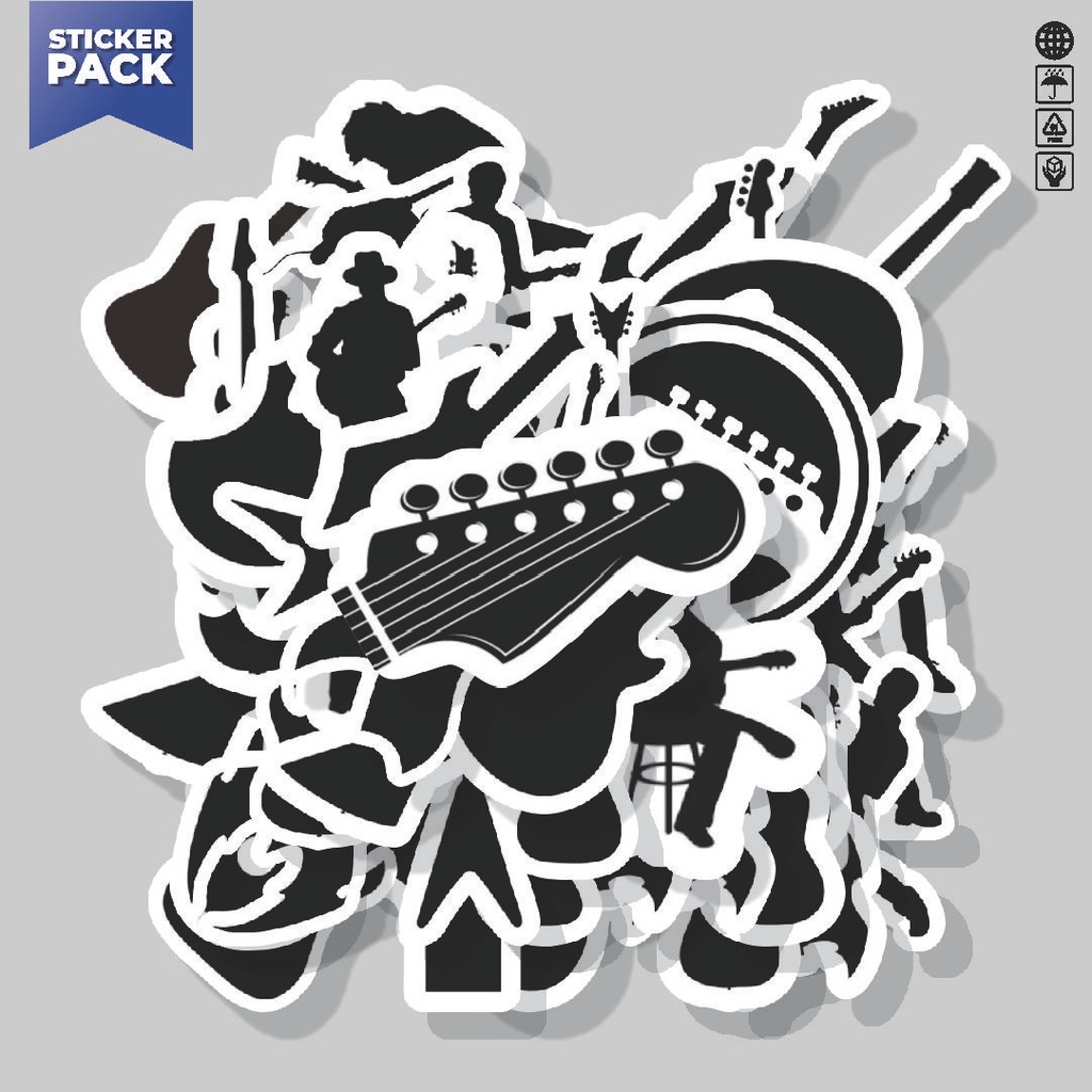 

[100PCS]Stiker Pack Stiker People and Guitar Silhouette [Orang dan Siluet Gitar] Aesthetic Vinyl Anti Air Dekorasi Sticker Laptop Buku Journal Koper Helm Casing HP Gitar Helm Skateboard