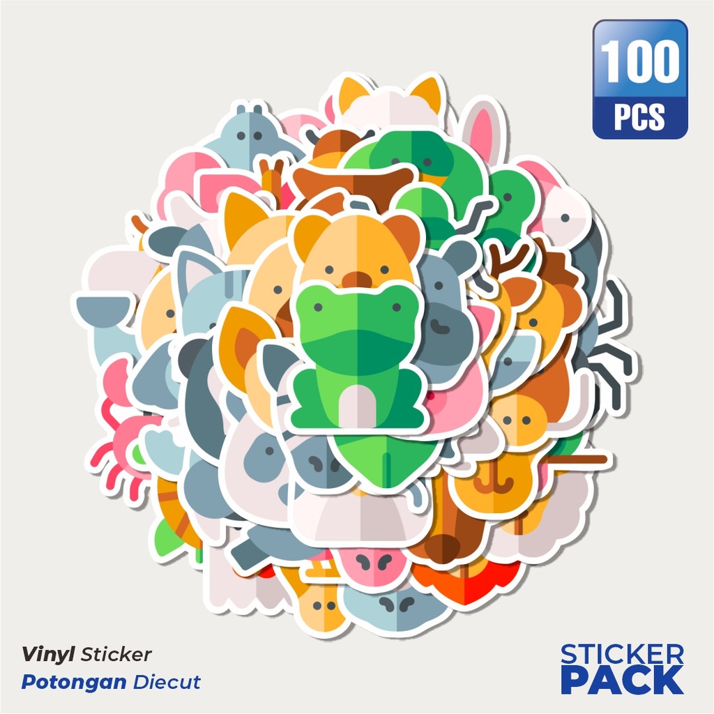 

Super Hemat! 100 PCS Stiker Animal Icon Pack Version [Versi Paket Ikon Hewan] Waterproof Aesthetic- Untuk Laptop, Motor, dan Helm - Paper Stationery Pack