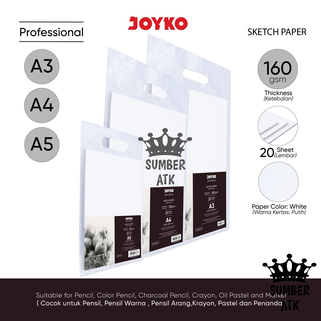 

Sketch Paper JOYKO Kertas Sketsa SKPP-2700 160 gsm A5 A4 A3