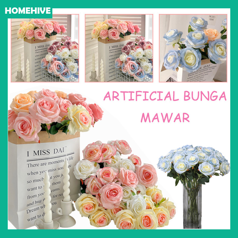 Bunga Mawar Palsu Mawar Palsu / Imitasi Bunga / Bunga Mawar Palsu / Buket Bouquet Rumah Pesta Pertan