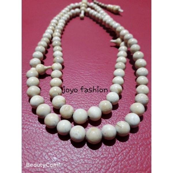 TASBIH KALUNG FOSIL AKAR BAHAR PUTIH NATURAL