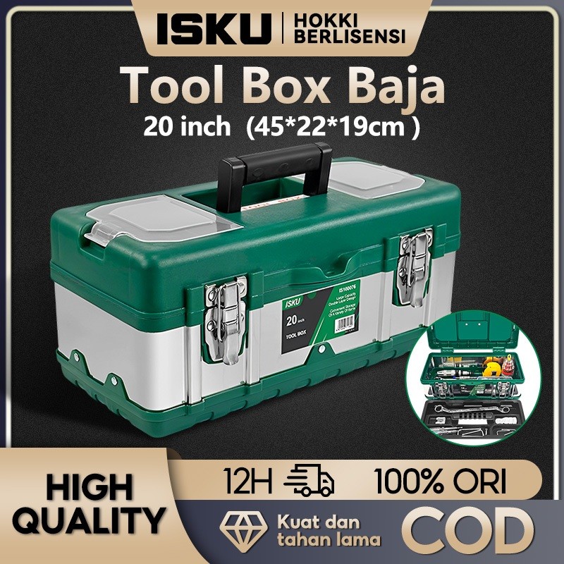 FAREVOR ISKU Tool Box Besar 14-20 Inch Box /Besi Baja Kotak Perkakas /kotak perkakas besi /kotak ala