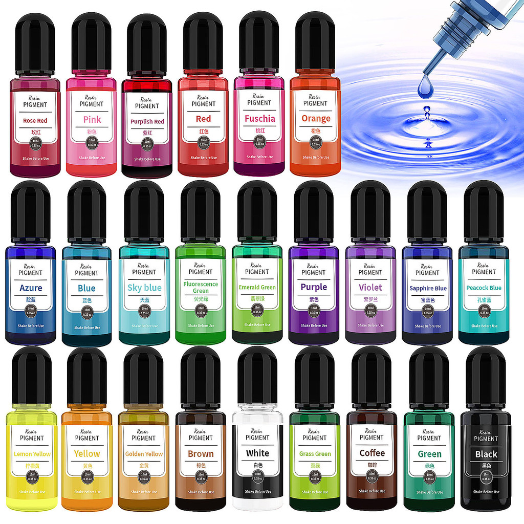 

24 Colors 10ml/Bottle DIY Epoxy Resin Concentrated Crystal Gel Drop Toner For Silicone Mold Crafts Jewelry Dyeing Resin Pigment
