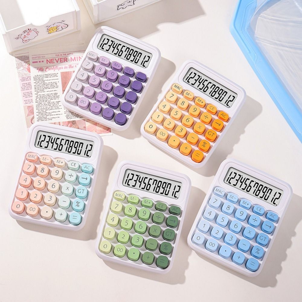 

Cute 12 Digits Calculator Candy Color Large LCD Display Finance Calculator Battery Operated Portable Student Calculator