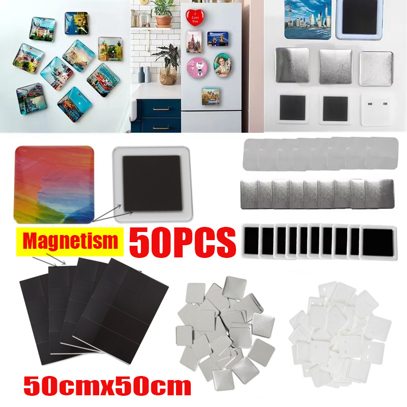 

50Pcs 50*50mm Magnetic Square Pin Style Badge Parts Set for Rotating Style Badge Button Maker Machine Home Office Kitchen Wall