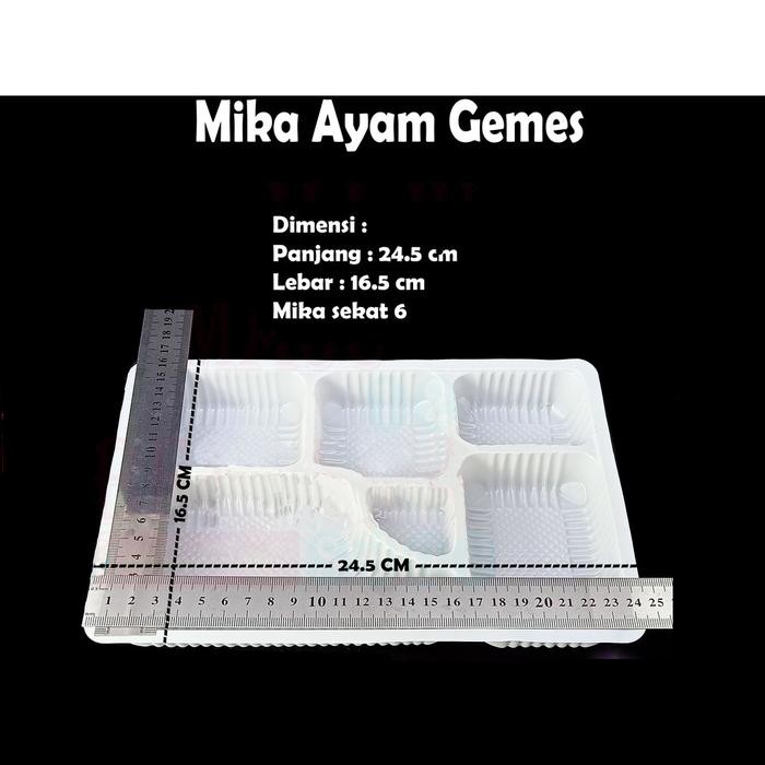 Mika Tray Makanan Bento Sekat 6 Isi 50 Pcs Mika Ayam Gemes Putih Susu