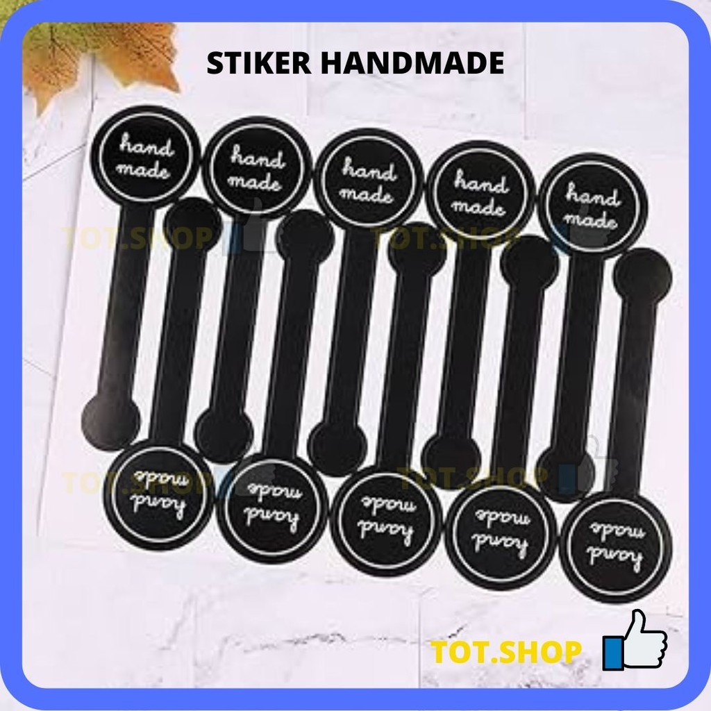 

[Min 5] [100pcs/10lbr] Sticker Panjang Handmade segel label Segel Box Kemasan Handmade Bulat Panjang White Black 10cm