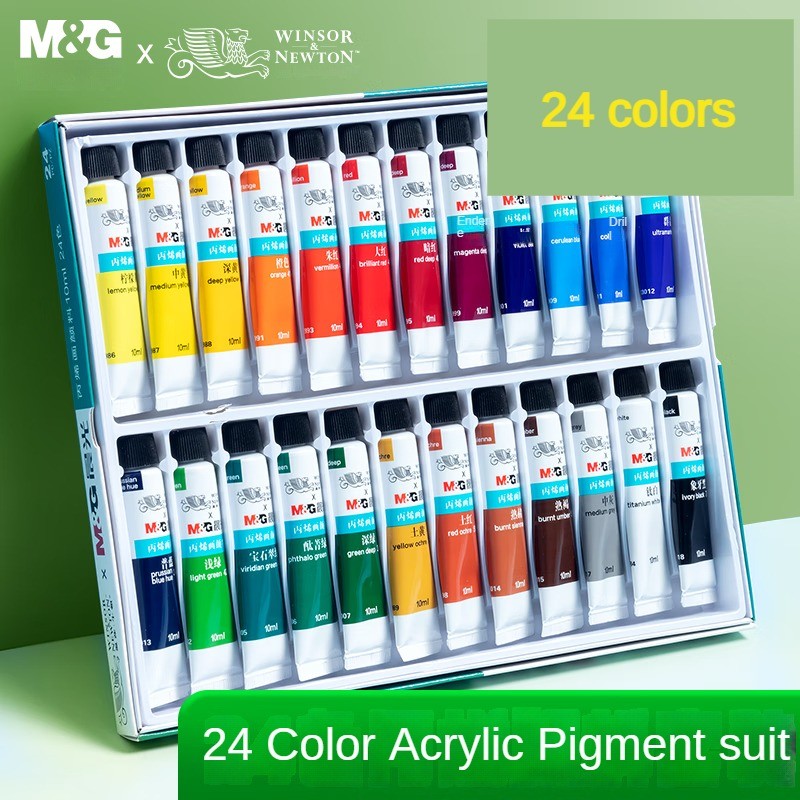 

M&G 12/24 Colors Acrylic Waterproof Paint Set Hand Drawn Portable Aluminum Tube Wall Painting Fluid for Student DIY 5/12ml
