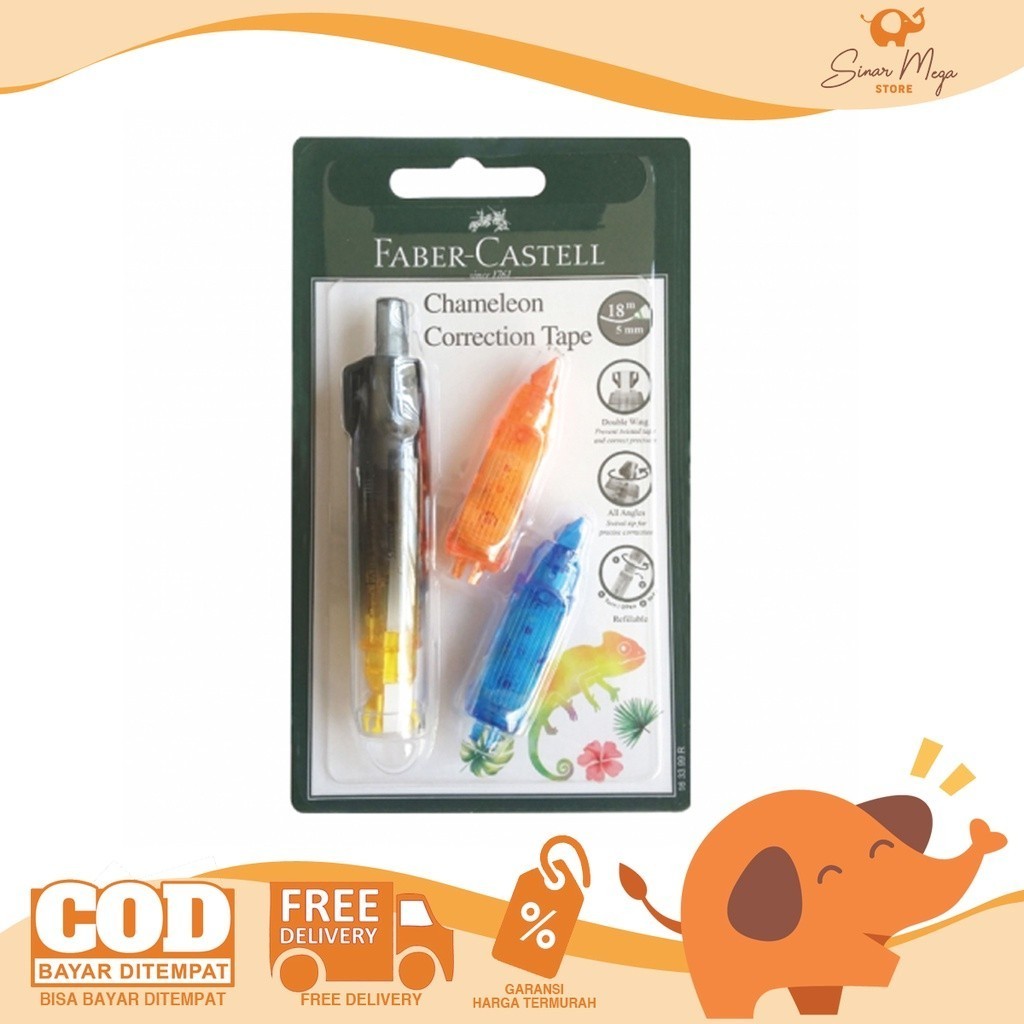 

Faber Castell Chameleon Correction Tape + 2 Refill Bar "BLACK" /Tip-Ex Pita Kertas Murah Berkualitas
