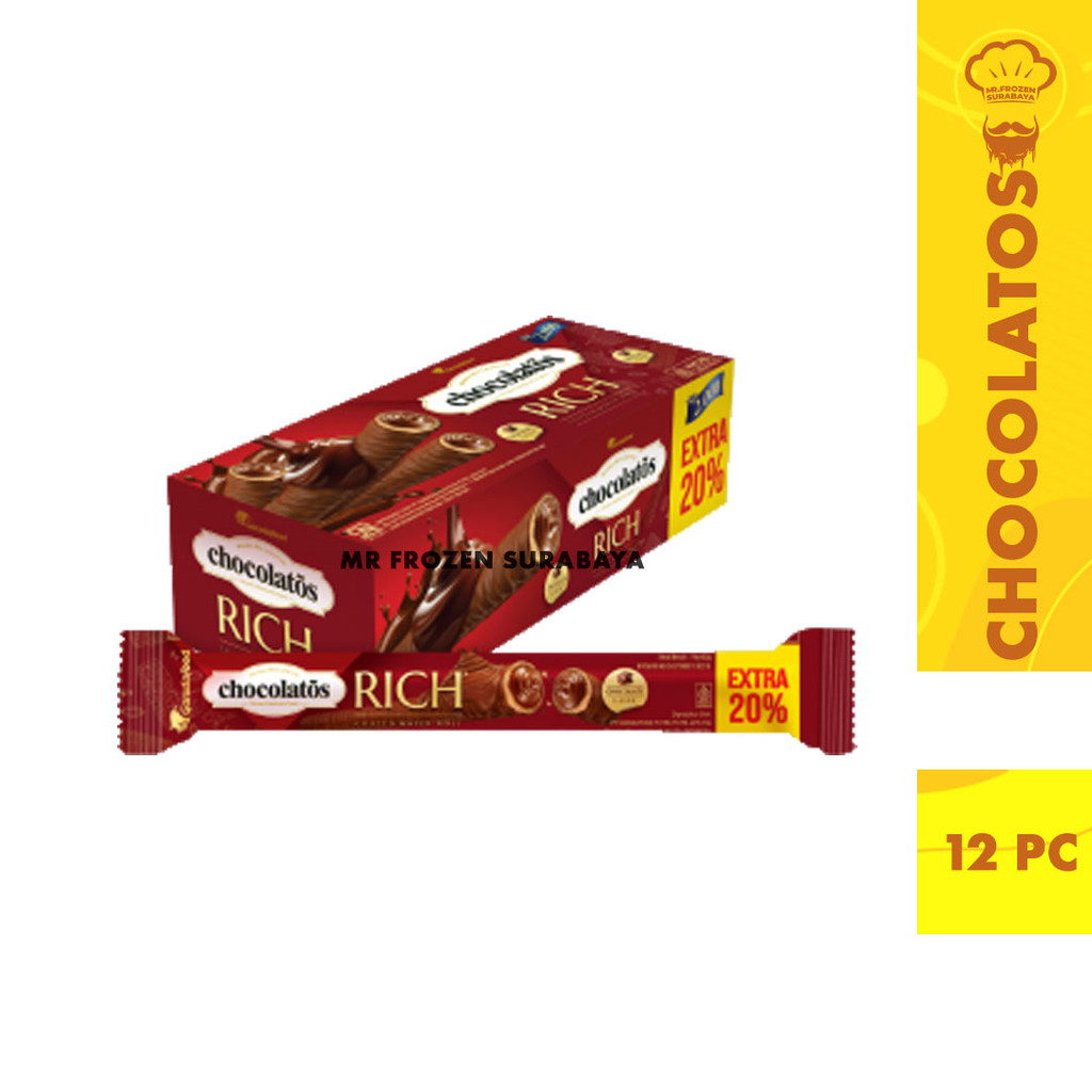 

Chocolatos Rich Wafer Roll Double Choco Isi 12 pc