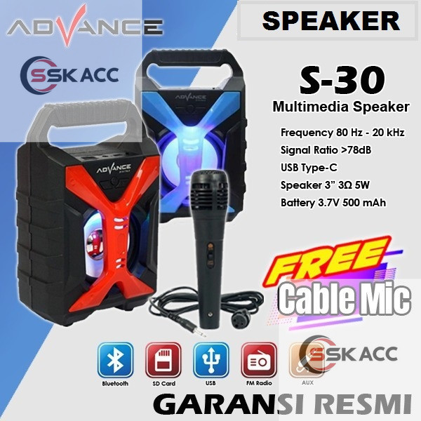 Speaker Bluetooth ADVANCE S30 Portable With Mic Cable