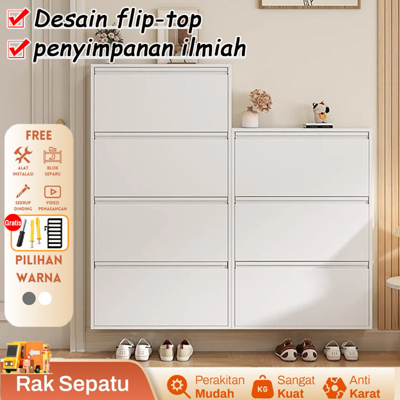 Rak Sepatu Susun Besi Tertutup 2 - 4 Layer Kuat Tebal Lemari Sepatu Minimalis Rak Sepatu Susun Besi